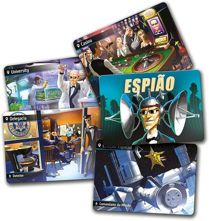 Tutorial de Spyfall, os jogadores tentam descobrir quem entre eles é o espião