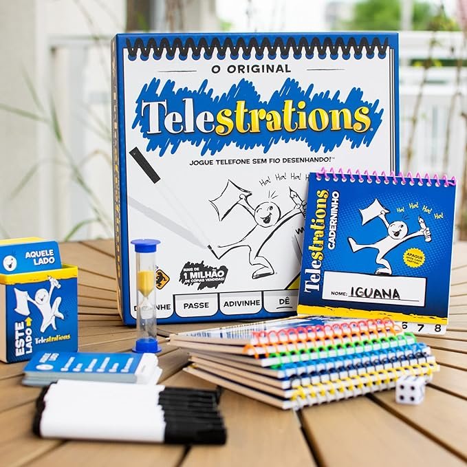 Tutorial do jogo Telestrations é um jogo de desenho e adivinhação que garante risadas em grupo.